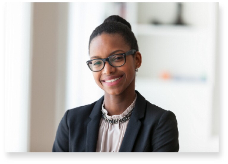 professional student smiling with confidence