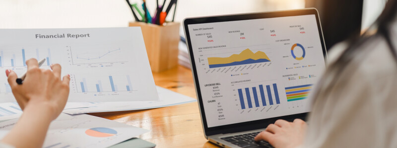 laptop with statement of operations