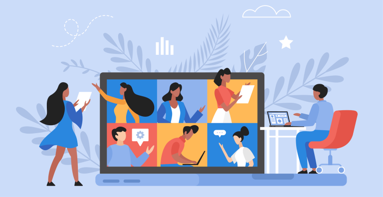 Students working independently and collaboratively online.