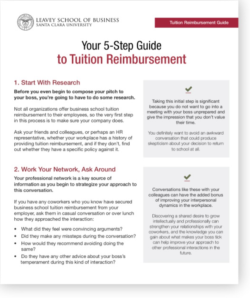 SCU Tuition Reimbursement Guide