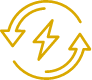 Icon of lightning bolt encircled with arrows