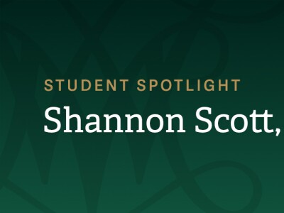 Text-only image reading: Student Spotlight, Shannon Scott, MAcc Candidate '26