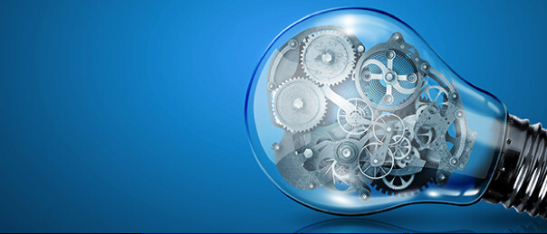 gear lightbulb blue