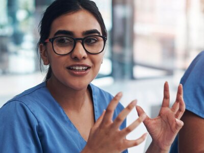 Health care, medical team in a meeting and talking in conference room.