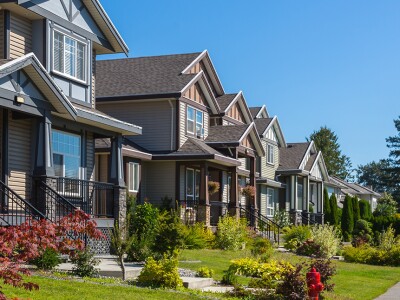 Row of homes in the spring