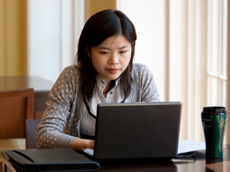 woman working on a laptop
