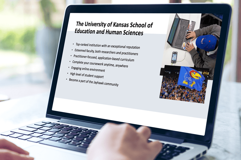 Slide from presentation on laptop screen