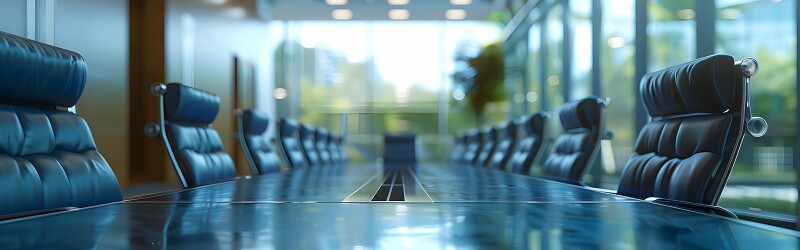 Long table in a conference room