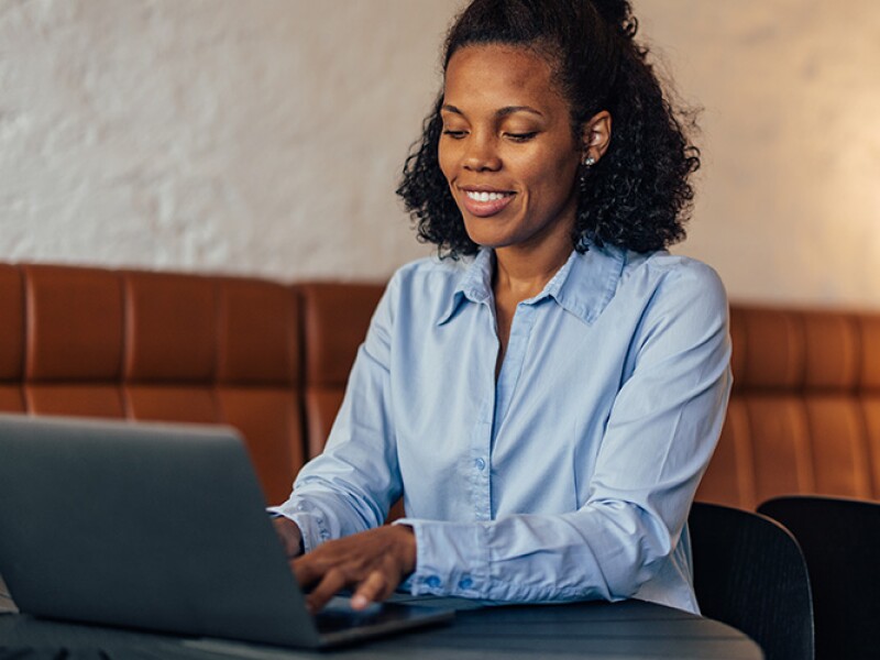 Woman working on her laptop