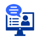 Person in box with speech bubble