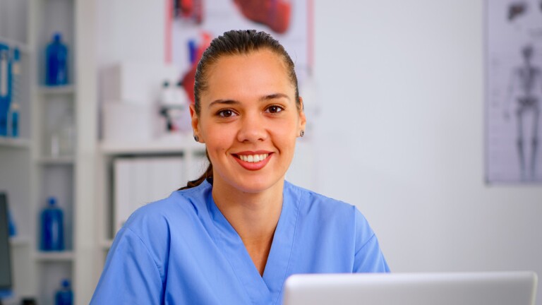 nurse on a computer screen
