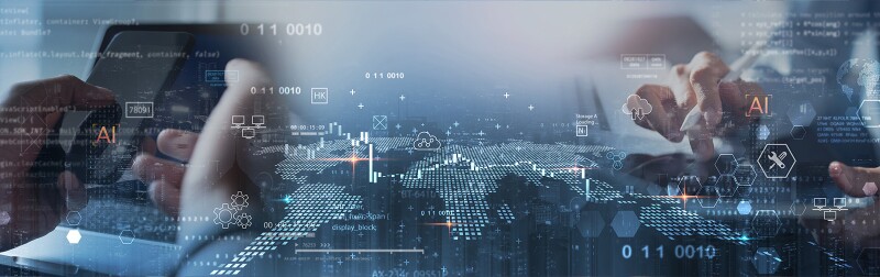 Collage of data science related imagery