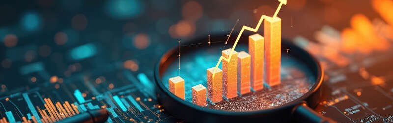 Graphic depicting trend analysis using 3D bar charts