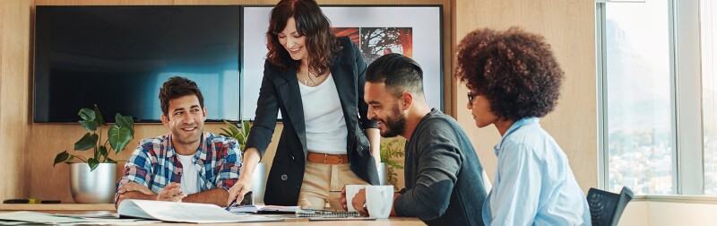 Marketing professionals having a meeting in a conference room