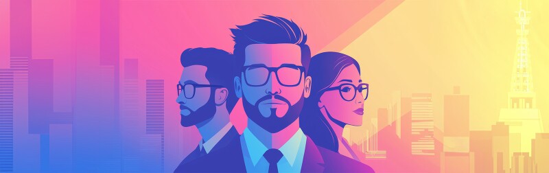 Illustration of headshots of 3 different leaders