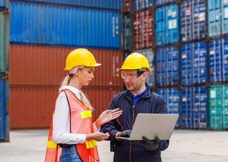 logistics manager coordinating on the job