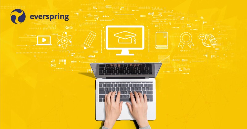 E-learning concept with person using a laptop computer