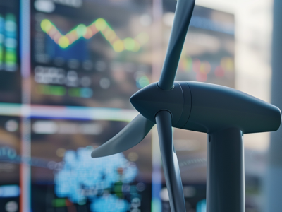 wind turbine in front of system charts