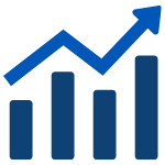 Bar graph and arrow indicating upward trend