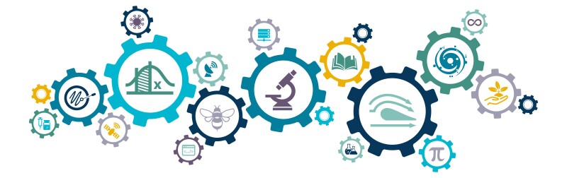 Illustration of cogs with various icons in the center.