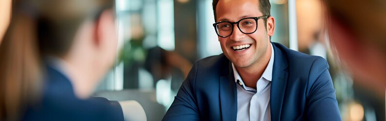 A confident financial advisor providing expert guidance with a reassuring smile.