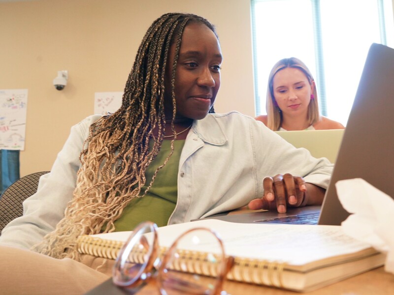 Two students studying