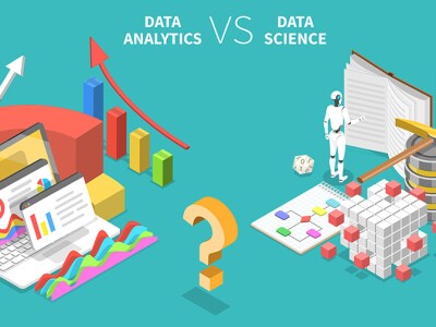 isometric graphic of data analytics illustration and data science illustration