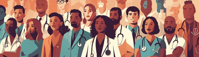 Group of diverse medical workers