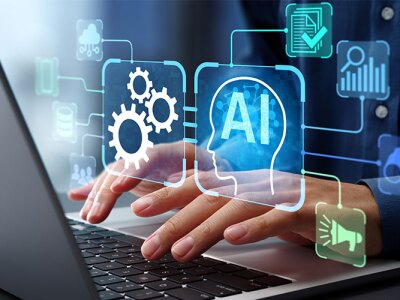 AI tool being used on a laptop.