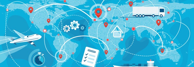 illustration of global locations in a supply chain