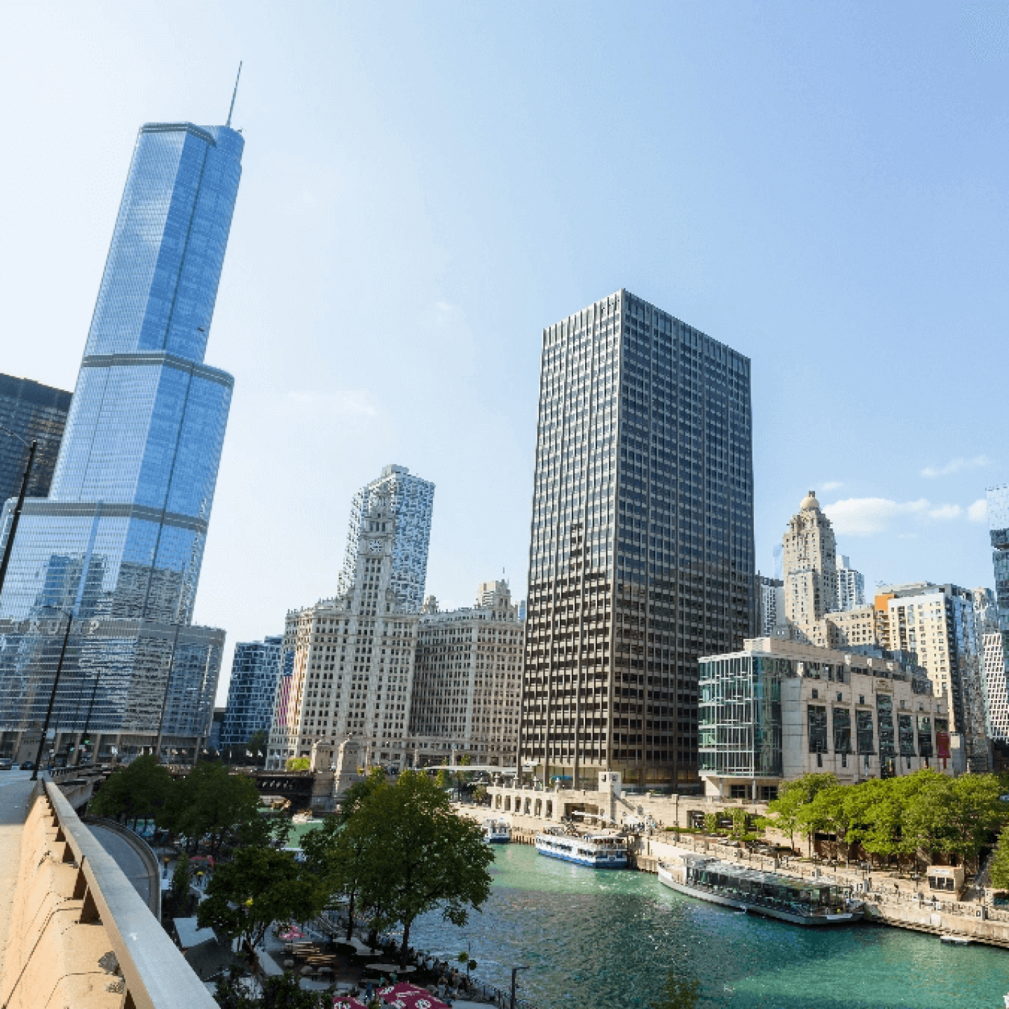 Chicago skyline from across river