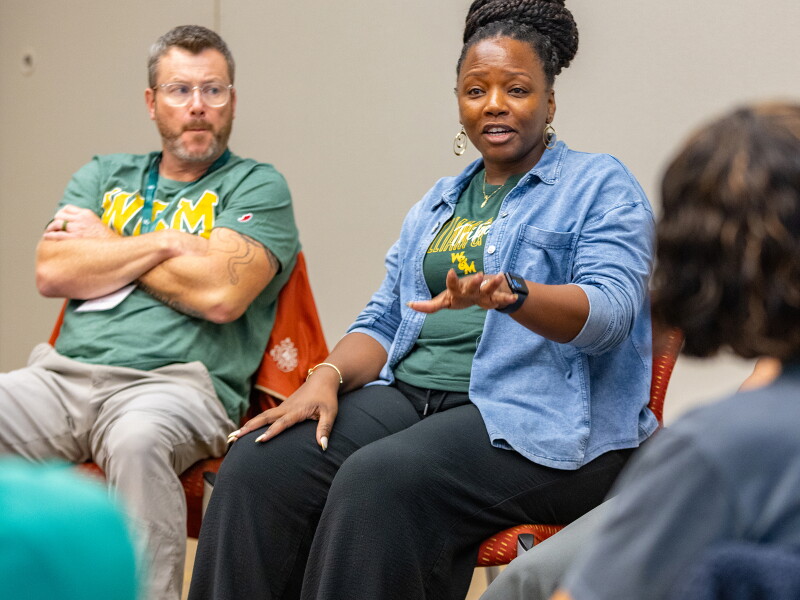 Faculty and student working session