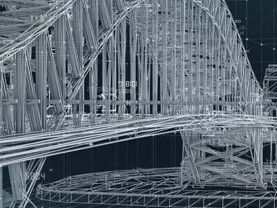 A blueprint plan of a bridge.