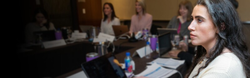 Students in immersive class listen to presentation