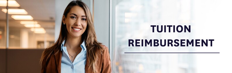 Student with the words tuition reimbursement