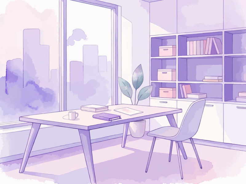 An office with desk and window