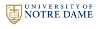 University of Notre Dame logo with gold shield and navy text