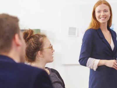 environmental law advocate gives presentation in conference room