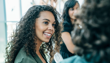 two women in a conversation