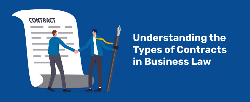 Animation of two men shaking hands in front of a large sheet of paper reading, "contract."