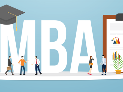 Animation of words MBA with people drawn below