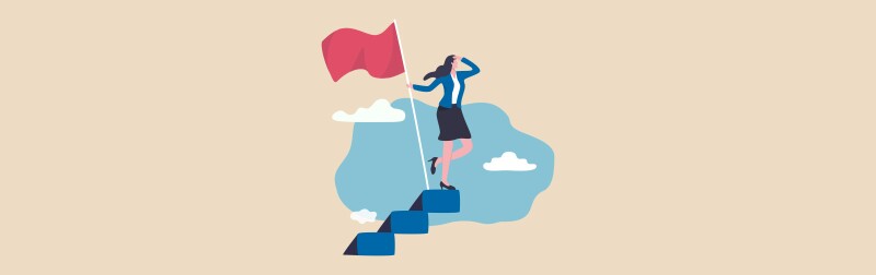 Illustration of female leader with a flag