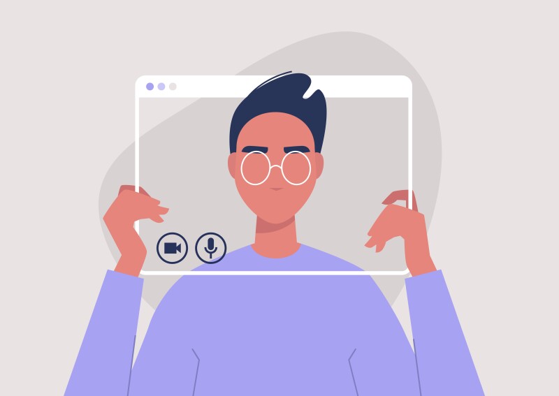 Man recording himself on computer.