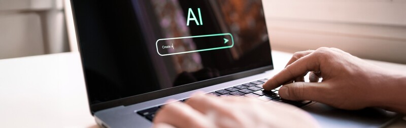 Person using AI prompt to generate content