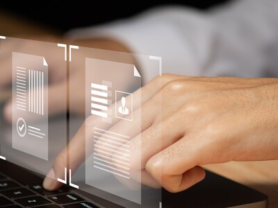 Student working on a laptop