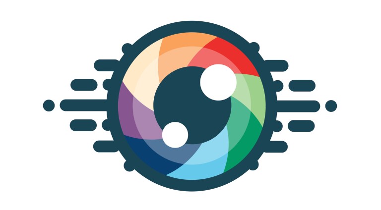 An eye perceiving different colors