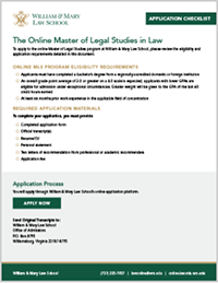 William & Mary Law application checklist