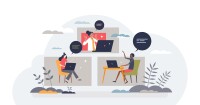 A group of people communicating remotely online