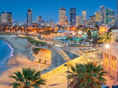 Tel Aviv Skyline. Cityscape image of Tel Aviv, Israel during sunset.