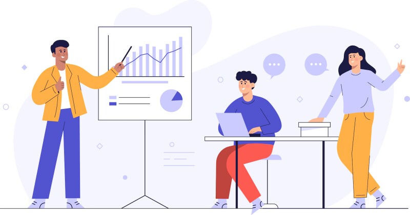 Students giving a presentation.